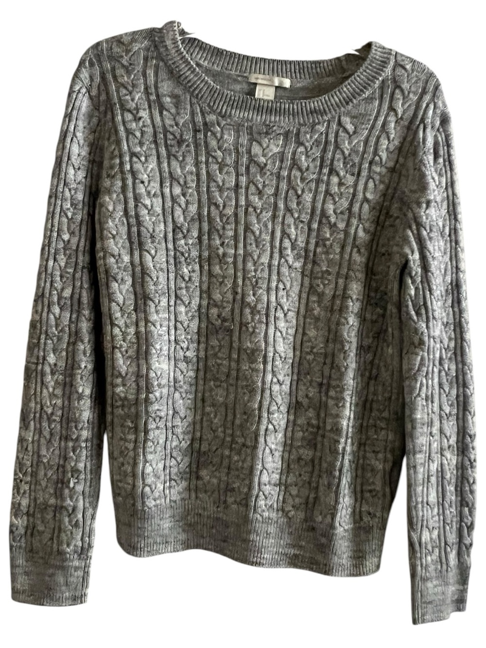 H&M Basic Cable Knit Sweater Mottled Gray Medium